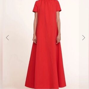 STAUD Red Short-Sleeve Maxi A-Line Dress